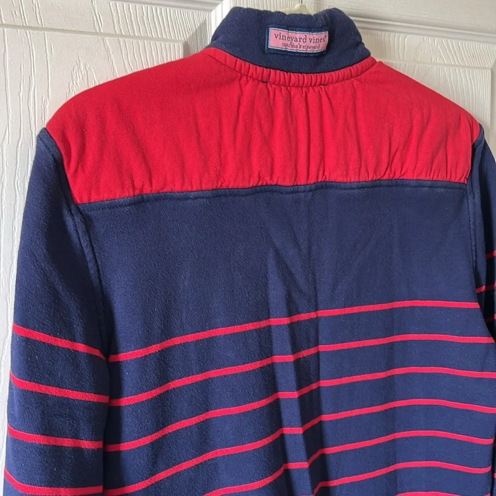 Vineyard Vines Shep Boys Navy/Red‎ Long Sleeve Pullover Sz L Back to School